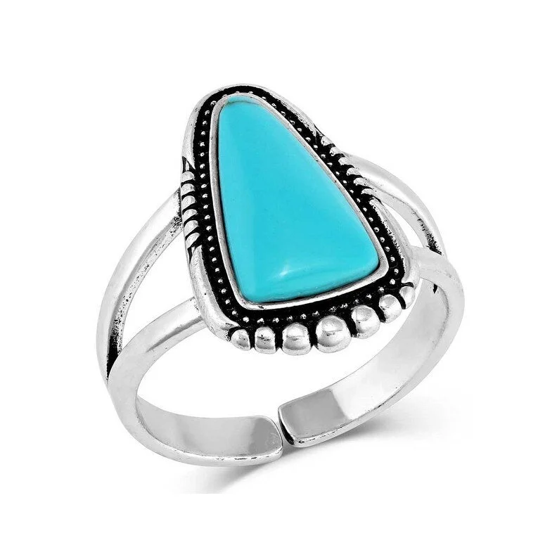 Women’s men’s rings-Montana Silversmiths Ring Womens Ways Of The West Turquoise RG5485 - Silver