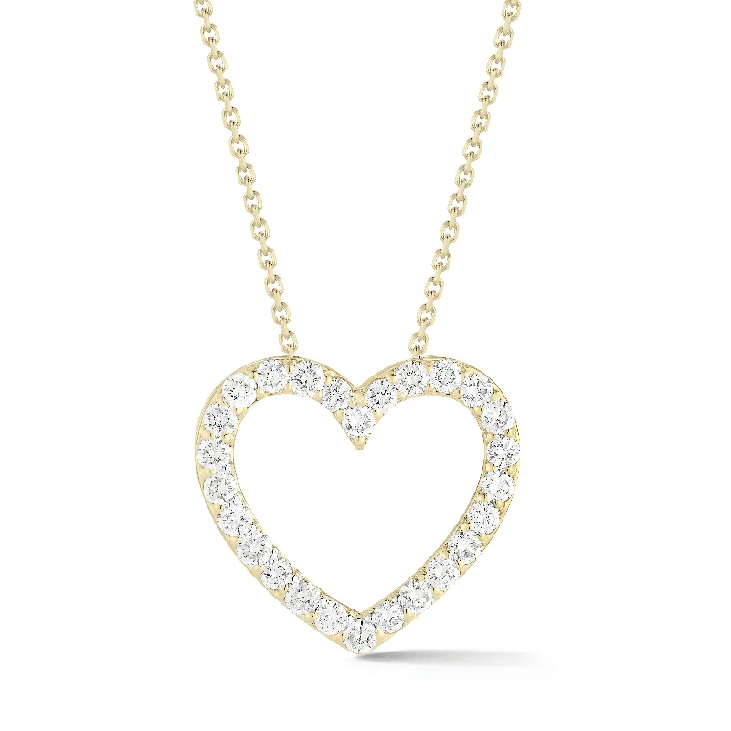 Women’s pearl necklaces-Diamond Heart Cutout Pendant Necklace