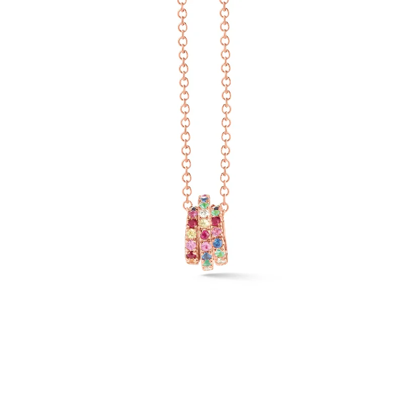 Women’s luxury necklaces-Diamond & Rainbow Gemstone Trio Necklace