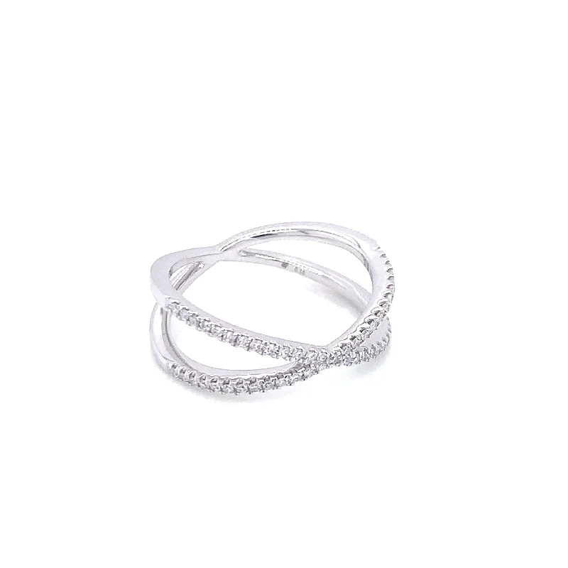 Women’s modern engagement rings-Criss Cross Diamond Ring