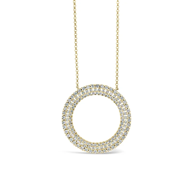 Women’s vintage necklaces-Diamond Open Circle Pendant Necklace