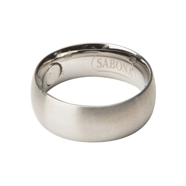 Women’s wedding rings-Sabona Ring Magnetic Durable Stainless Steel Brushed Design 08 - Silver