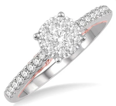 Women’s vintage halo engagement rings-LOVEBRIGHT DIAMOND ENGAGEMENT RING