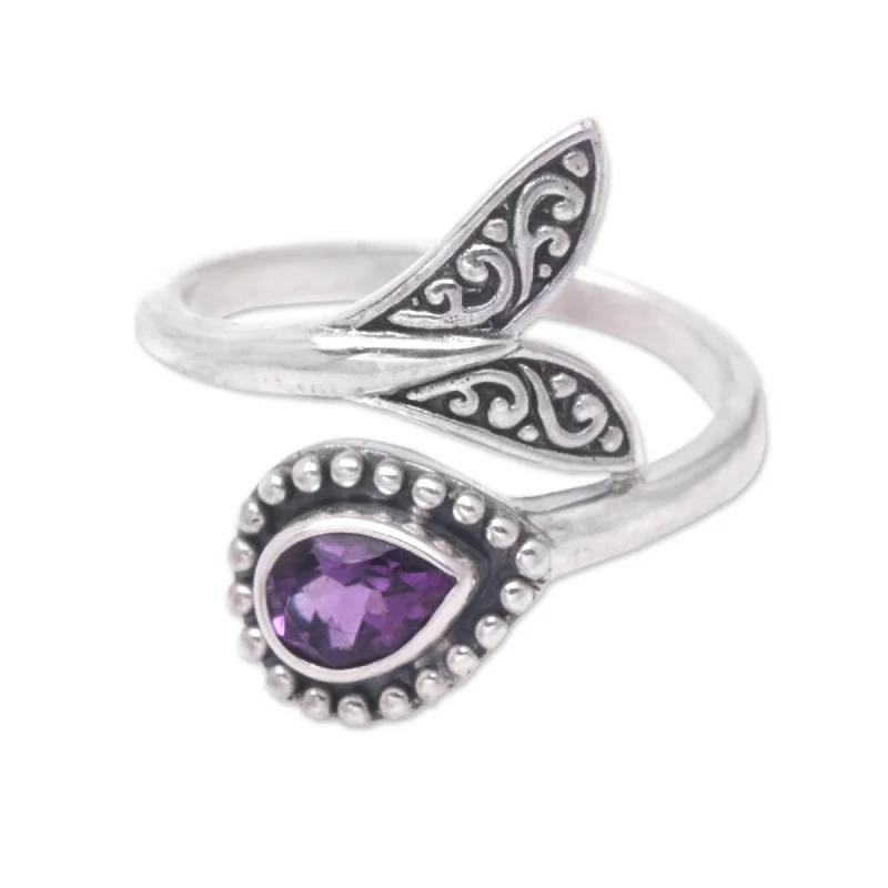 Women’s men’s ring for women-Novica Handmade Dolphin Tale In Purple Amethyst Cocktail Ring