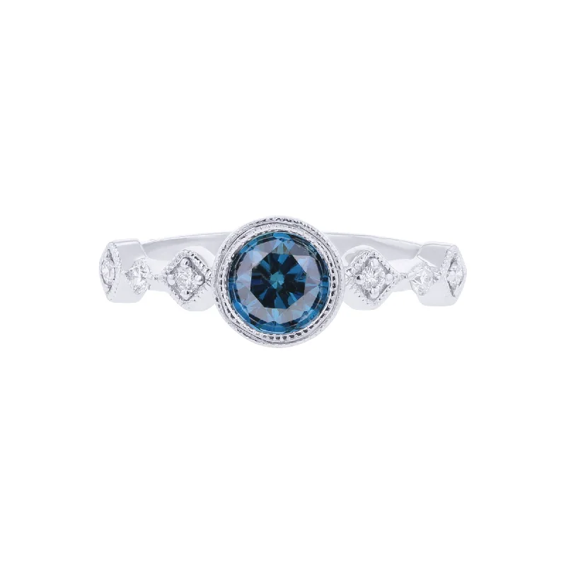 Women’s engagement rings with round diamonds-Ethereal Sky Blue Diamond Ready for Love Engagement Ring