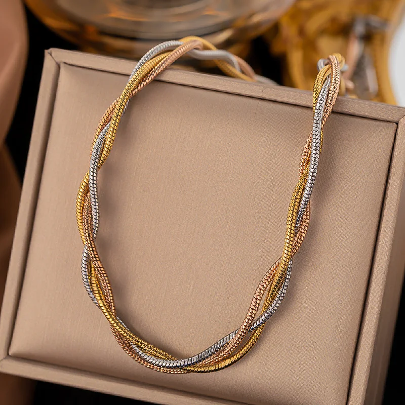 Jyh1155 Necklace Gold Three-Color Snake Chain