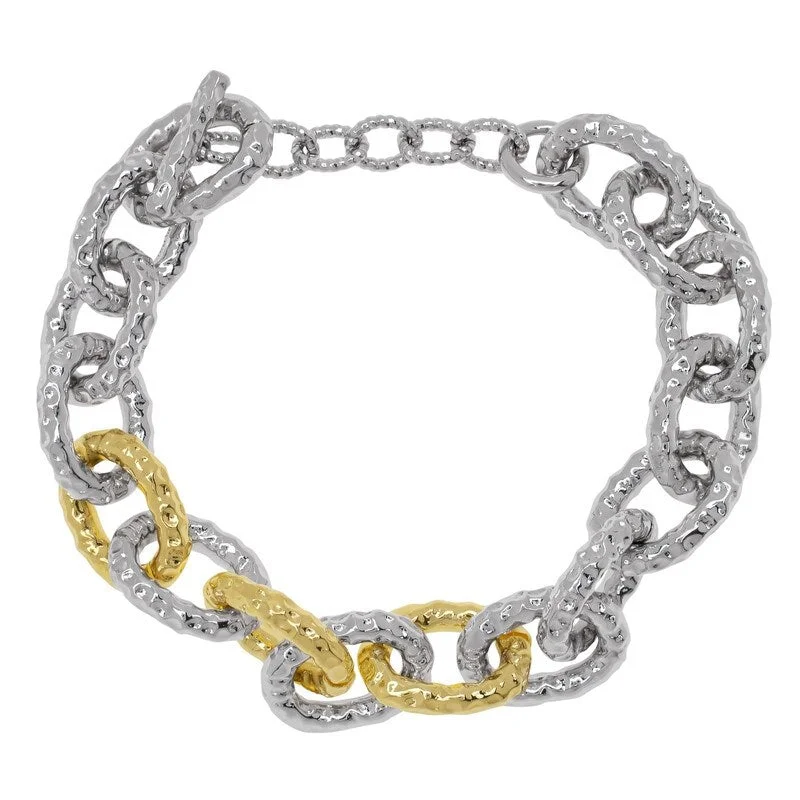 Women’s fashion crystal bangles-Victoria Townsend Two Tone Chain Textured Bracelet