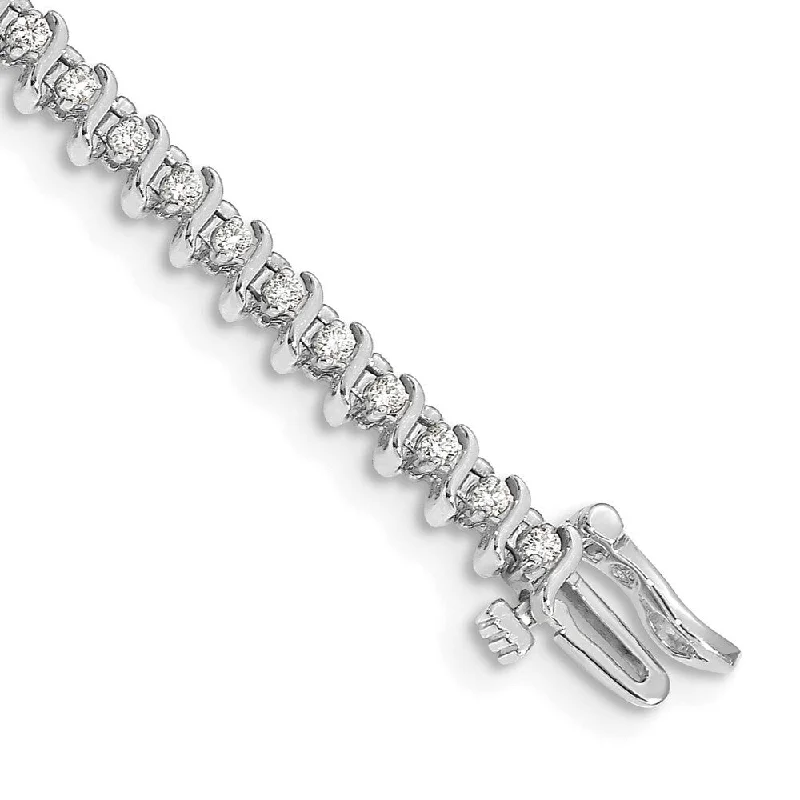 Women’s personalized bangle bracelets-14k White Gold 1.6mm Diamond Tennis Bracelet (0.918cttw)