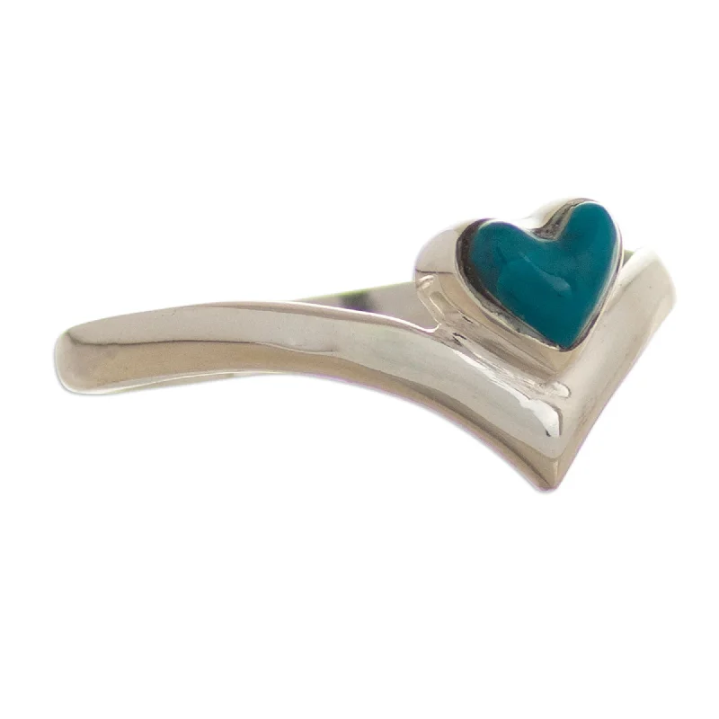 Women’s custom-made engagement rings-Novica Handmade Floating Love Chrysocolla Cocktail Ring