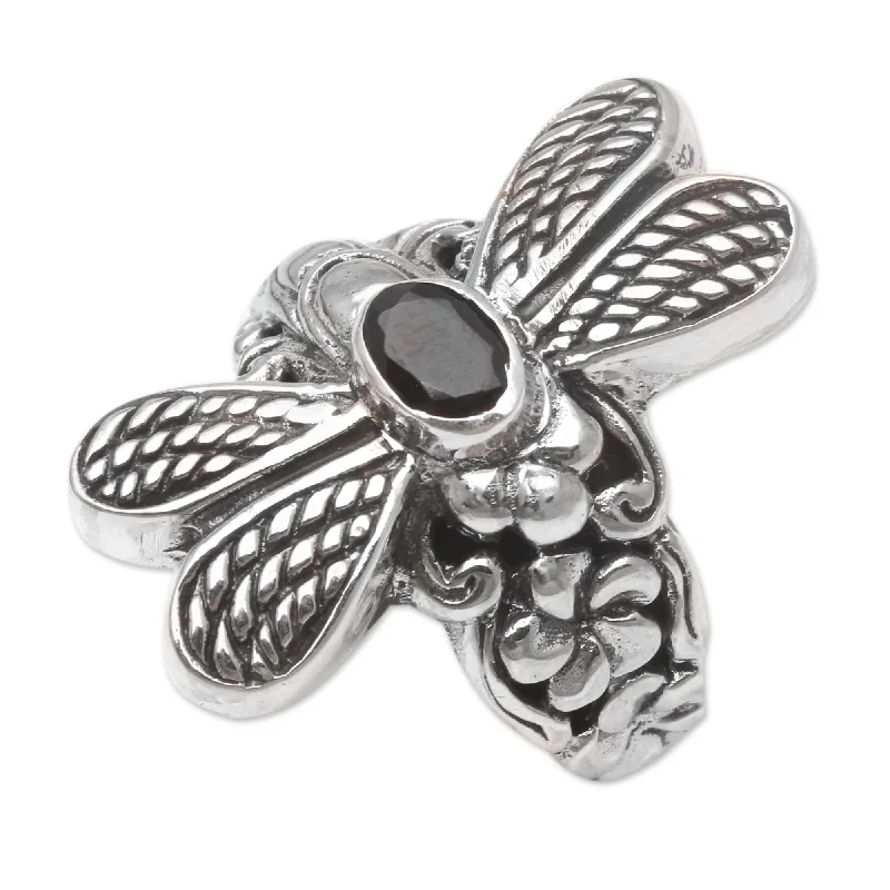 Women’s custom engagement rings-Novica Handmade Dreaming Dragonfly Garnet Cocktail Ring