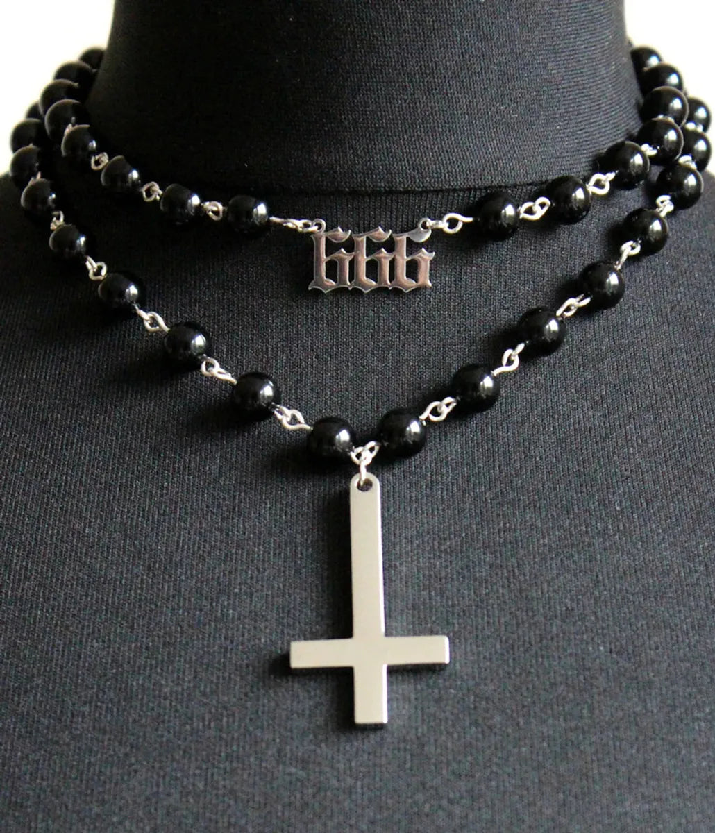 Women’s long necklaces-Gothic Cross Alloy Plating Unisex Necklace