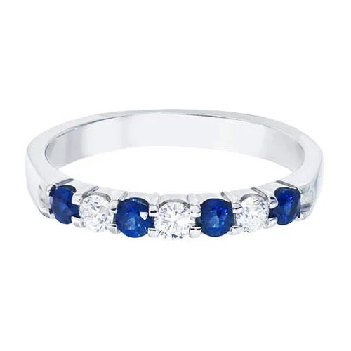 Women’s engagement rings-Faria Blue Sapphire and Diamond Wedding Ring