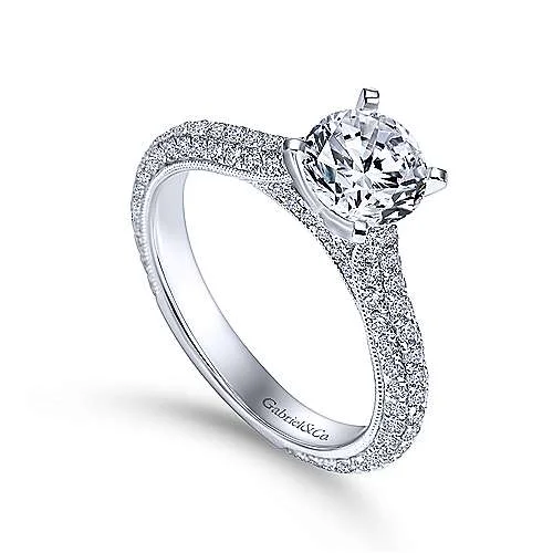 Women’s engagement rings with baguette diamonds-GABRIEL & CO - DIAMOND ENGAGEMENT RING SETTING