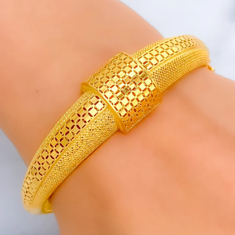 Women’s small bangles-Shimmering Refined 21k Gold  Bangle Bracelet