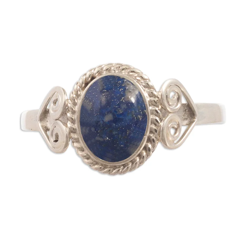 Women’s matching wedding rings-Novica Handmade Blue Sophistication Sterling Silver Cocktail Ring