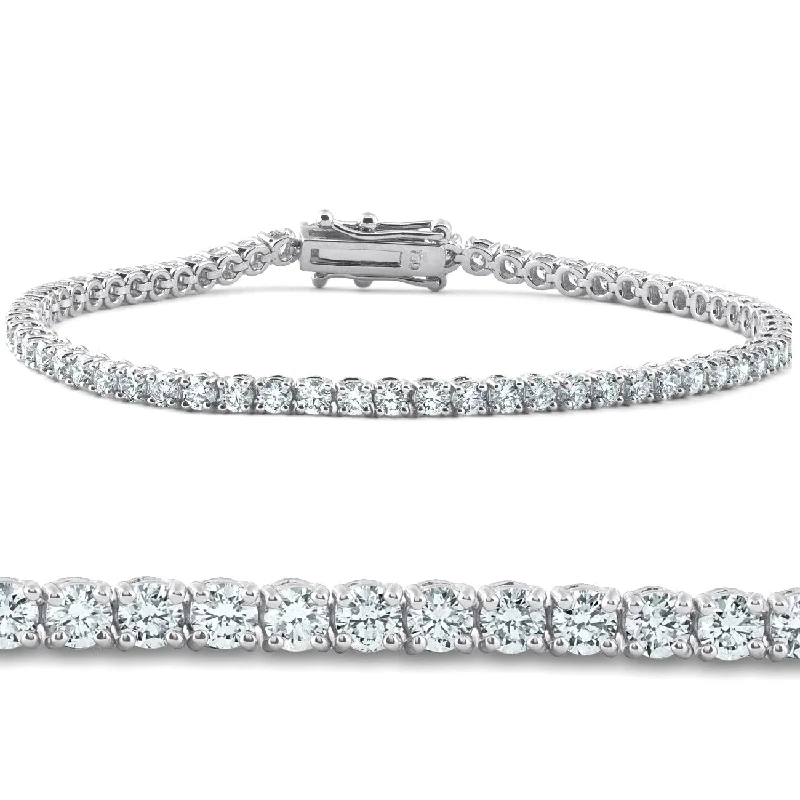 Women’s multi-layer bracelets-Certified 4ct Diamond Tennis Bracelet White Gold 7" Lab Grown