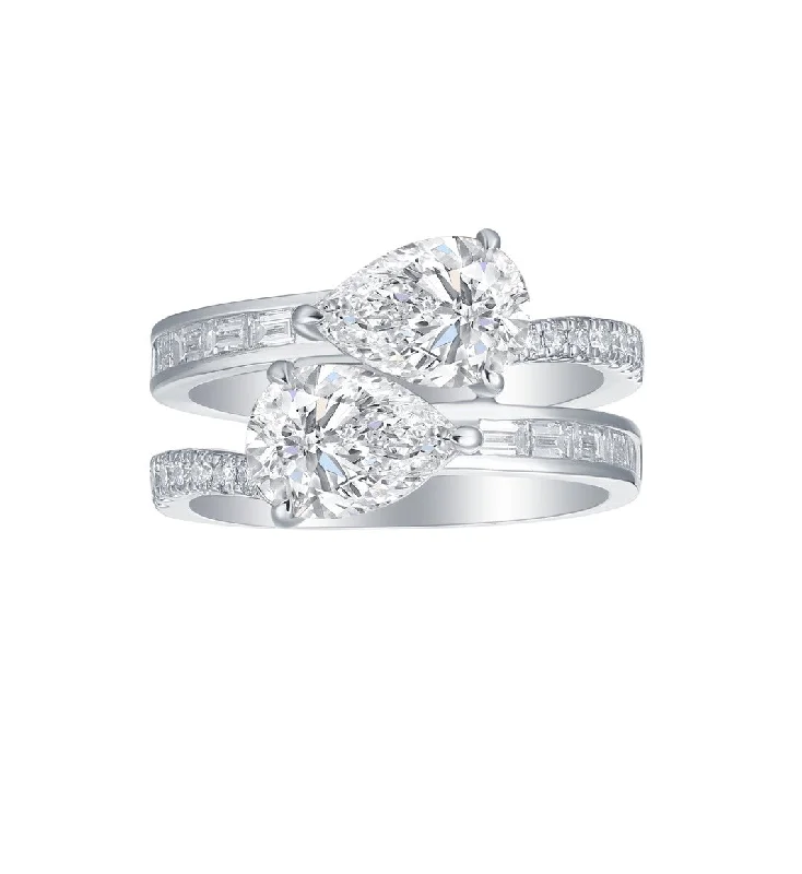 Women’s engagement rings with a diamond band-DOUBLE STONE DIAMOND ENGAGEMENT RING