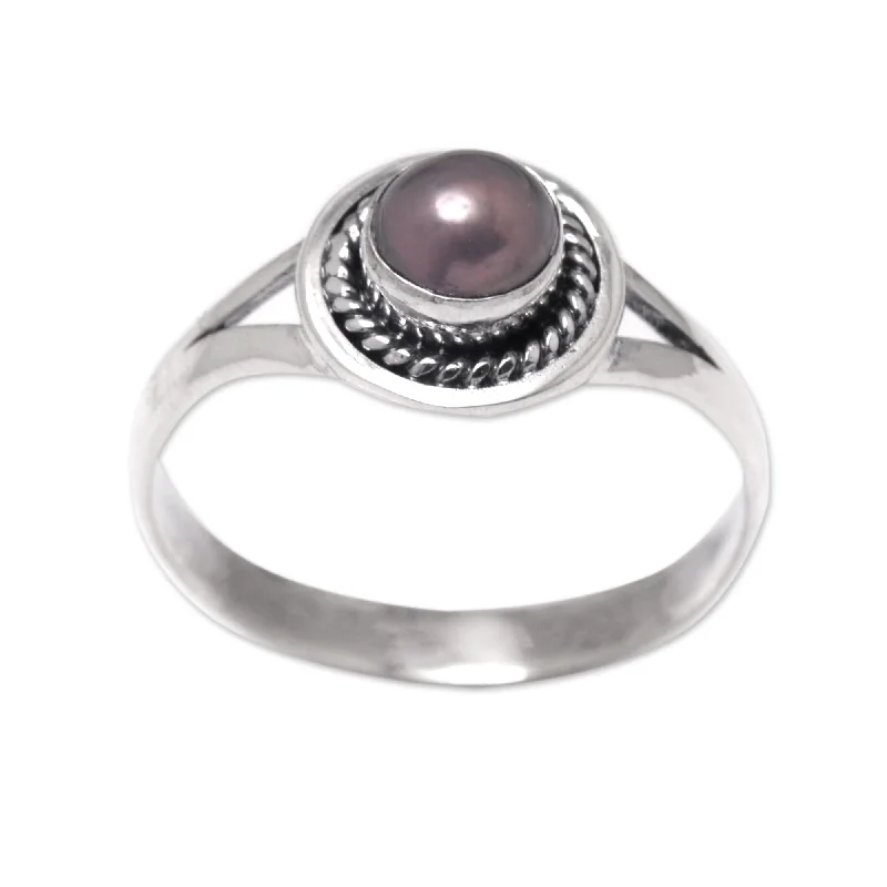 Women’s small rings-Novica Handmade Perfect Shield Cultured Pearl Single-Stone Ring