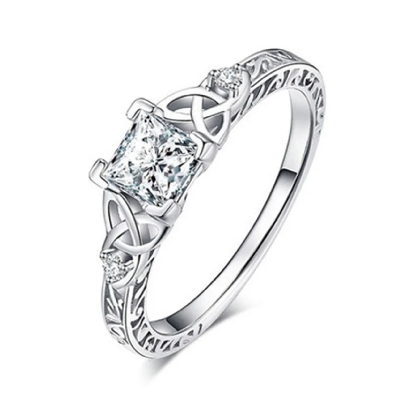 Women’s halo engagement rings-Women Ring Geometric Floral Luxury Ring For Party