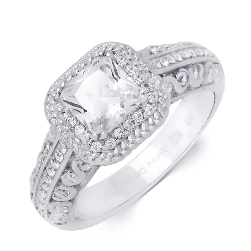 Women’s solitaire rings-2.0 Carat Princess Cut Cubic Zirconia Ring Authentic Sterling Silver