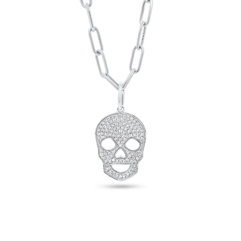 Women’s chic chain necklaces-Diamond Skull Charm