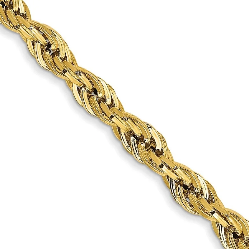 Women’s pearl bracelets-Curata 14k Yellow 3.0mm Semi solid Rope Chain Bracelet