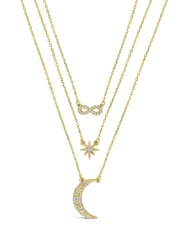 Women’s layered necklaces-CZ Celestial Infinity Necklace