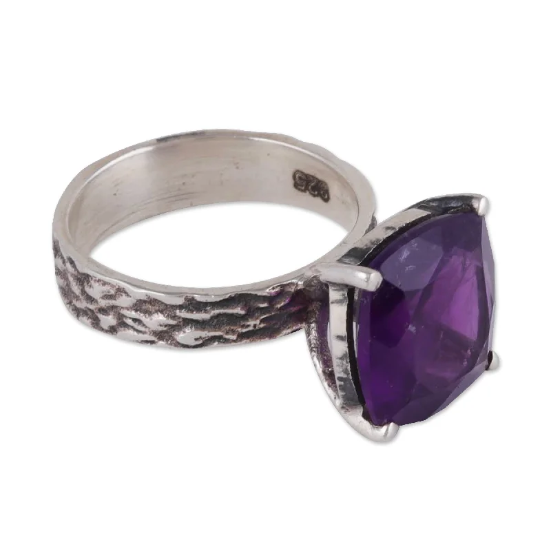 Women’s radiant cut rings-Novica Handmade Violet Passion Amethyst Single Stone Ring