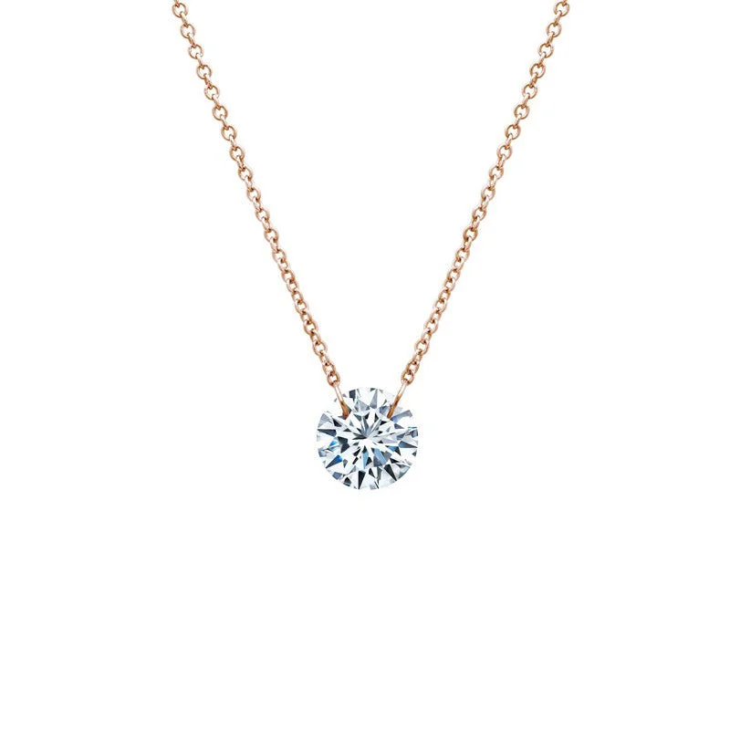 Women’s long gold necklaces-Lassaire Diamond shimmer Necklace - rose gold