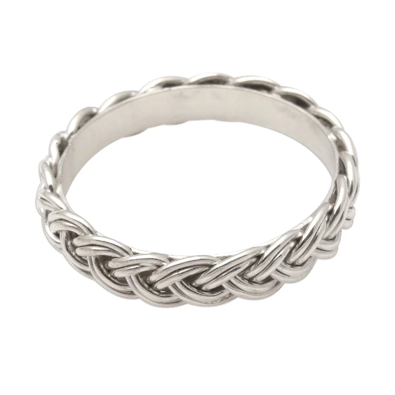 Women’s antique rings-Novica Handmade Amlapura Braid Sterling Silver Band Ring