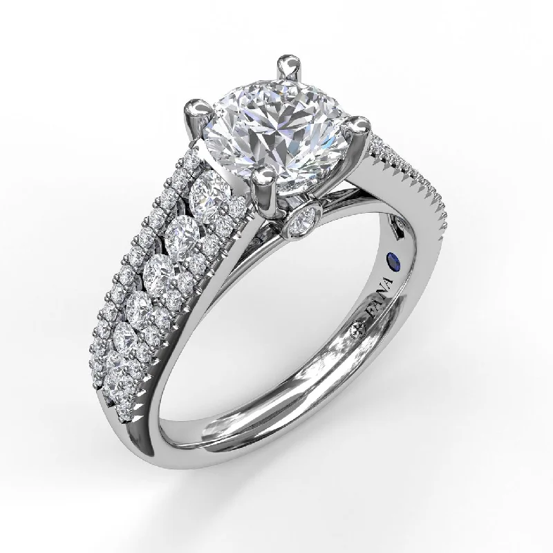 Women’s affordable engagement rings-FANA - DIAMOND THREE ROW ENGAGEMENT RING