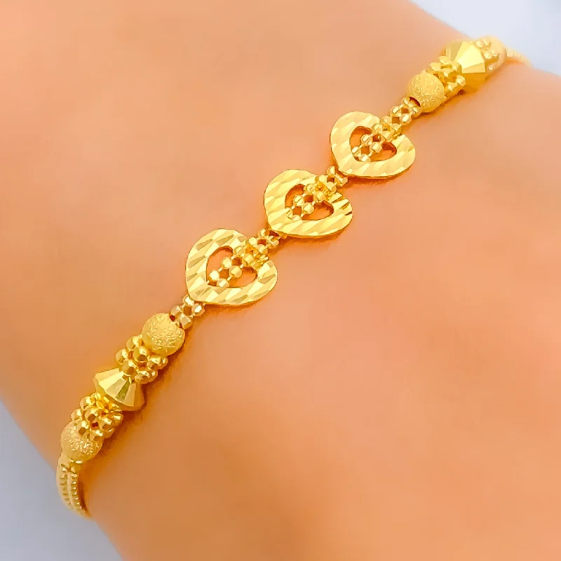 Women’s stackable bangles-Shiny Heart 22K Gold Bracelet