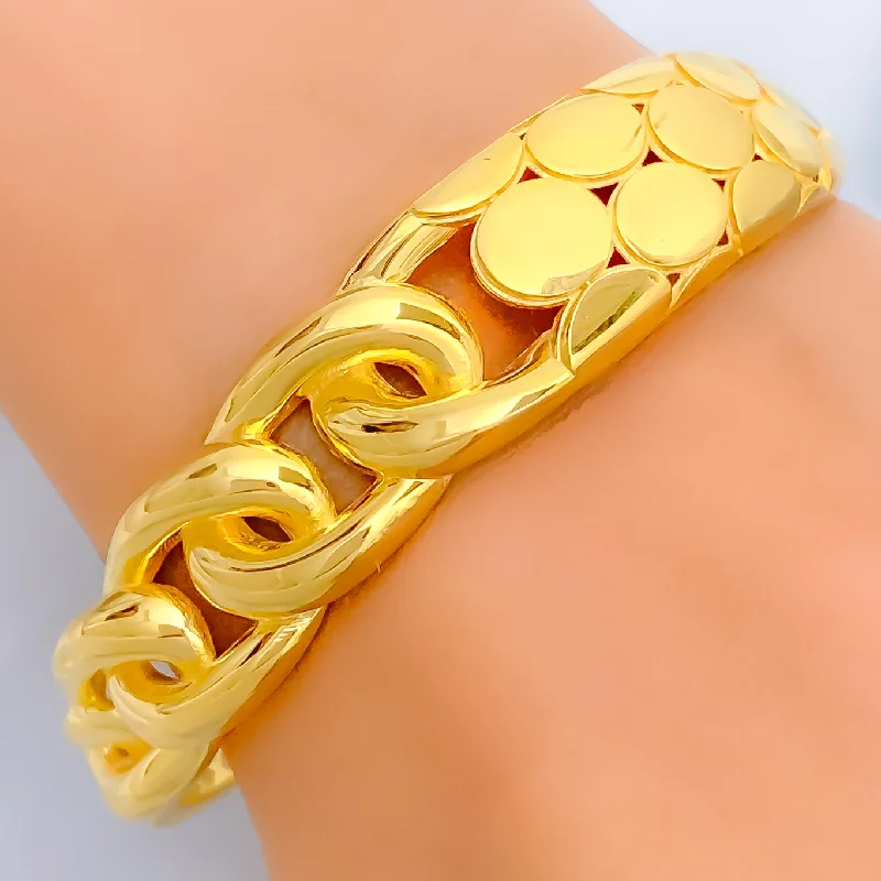 Women’s bangles sets-High Finish Asymmetrical 22k Gold Bangle Bracelet