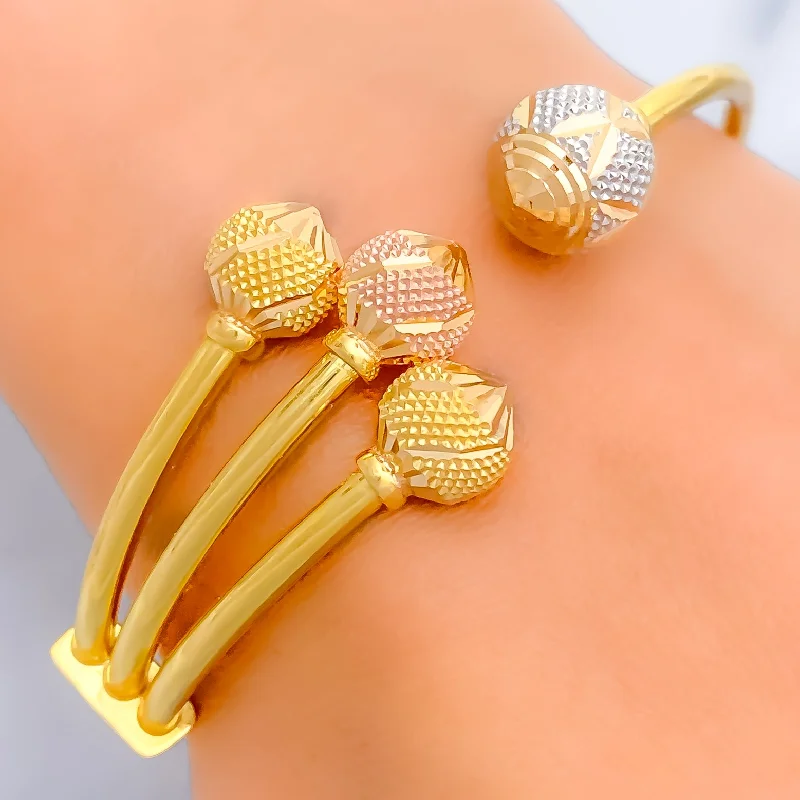 Women’s antique bracelets-Extravagant Three-Tone 22k Gold Bangle Bracelet