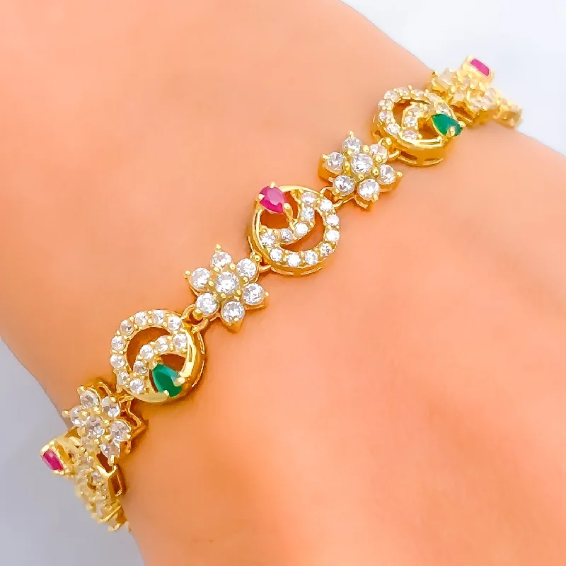 Women’s cuff bracelets-Magnificent Alternating 22k Gold CZ Bracelet