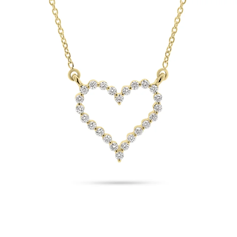 Women’s two-tone necklaces-Diamond Small Open Heart Necklace