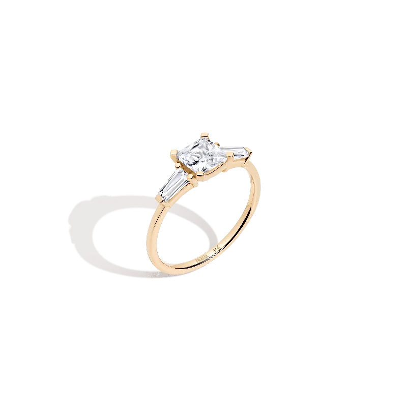 Women’s custom-made engagement rings-Princess Cut Tapered Baguette Diamond Ring (Natural Diamond)