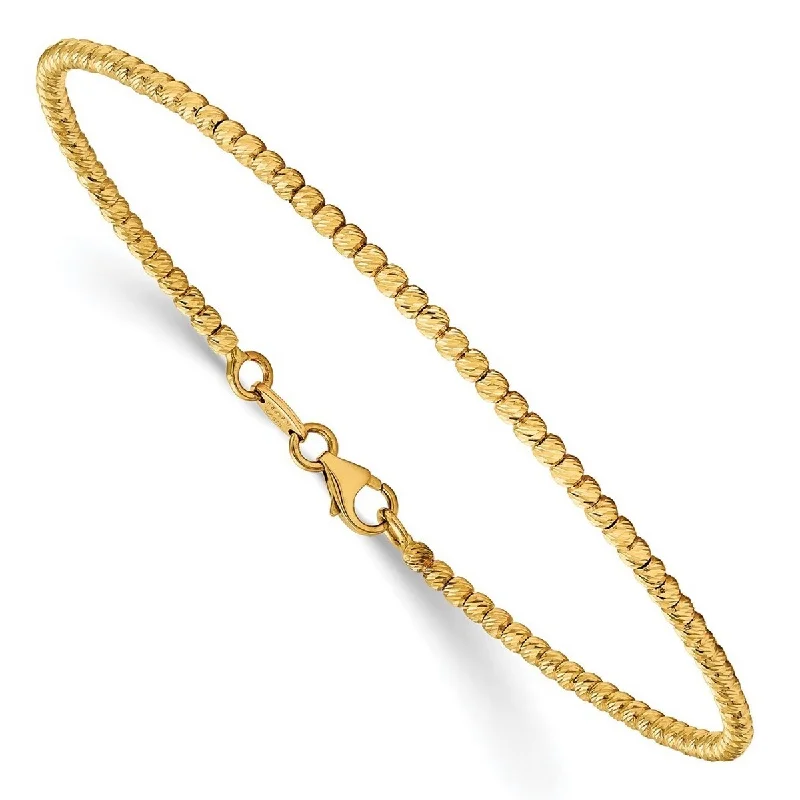 Women’s personalized bracelets-Curata 2.5mm 14k Yellow Gold Polished Sparkle Cut Beaded Bracelet