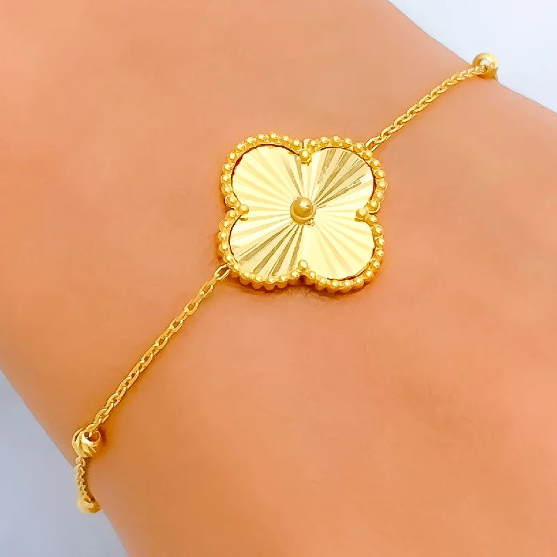 Women’s bangles sets-Reflective Medium 22k Gold Clover Bracelet