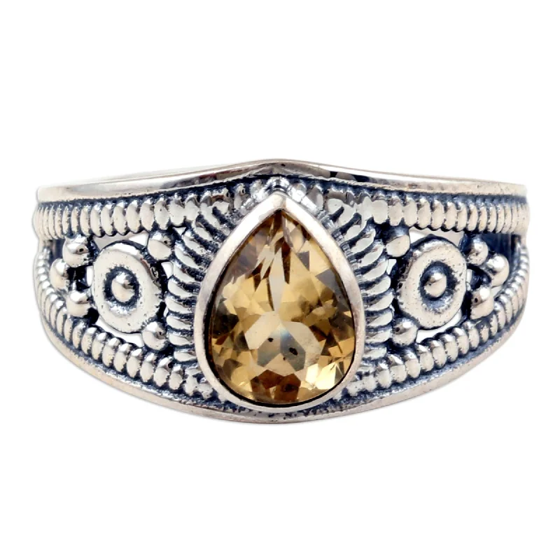 Women’s vintage-style rings-Novica Handmade Success Drop Citrine Cocktail Ring