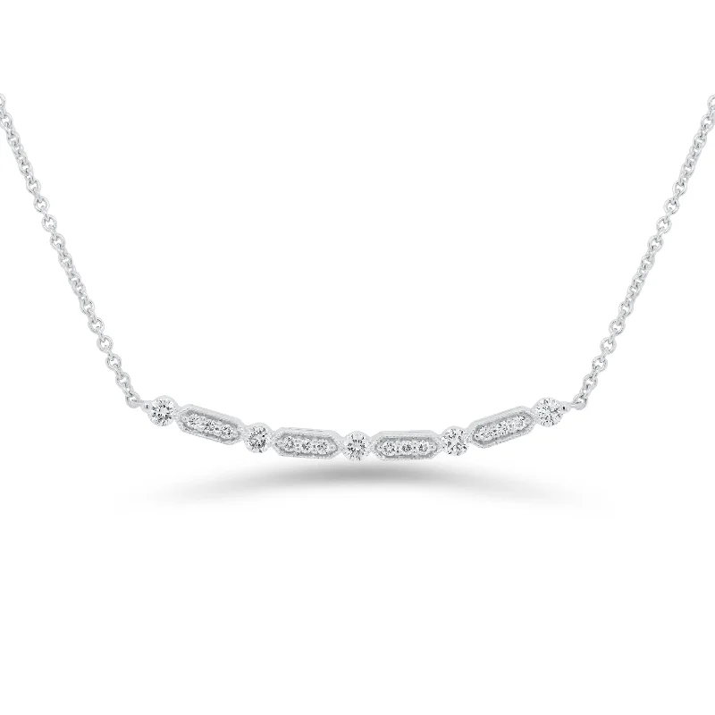 Women’s pendant chain necklaces-Diamond Bar Station Necklace