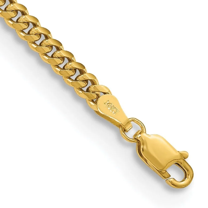 Women’s engraved bracelets-Curata 14k 3.5mm Solid Miami Curb Chain Bracelet - 7 Inch