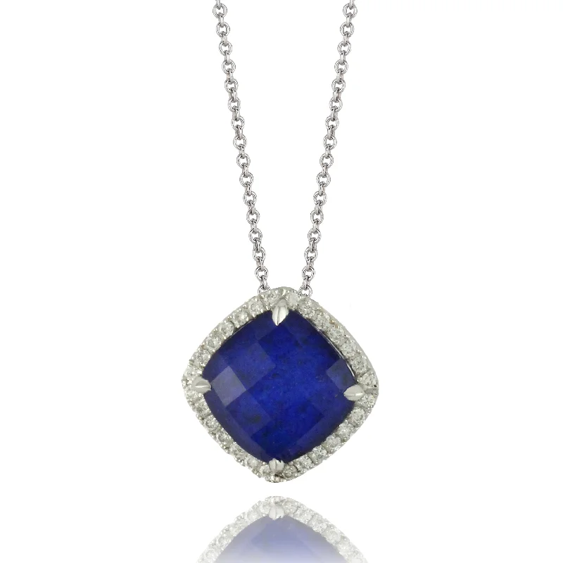 Women’s vintage-inspired necklaces-Diamond Lapis Pendant