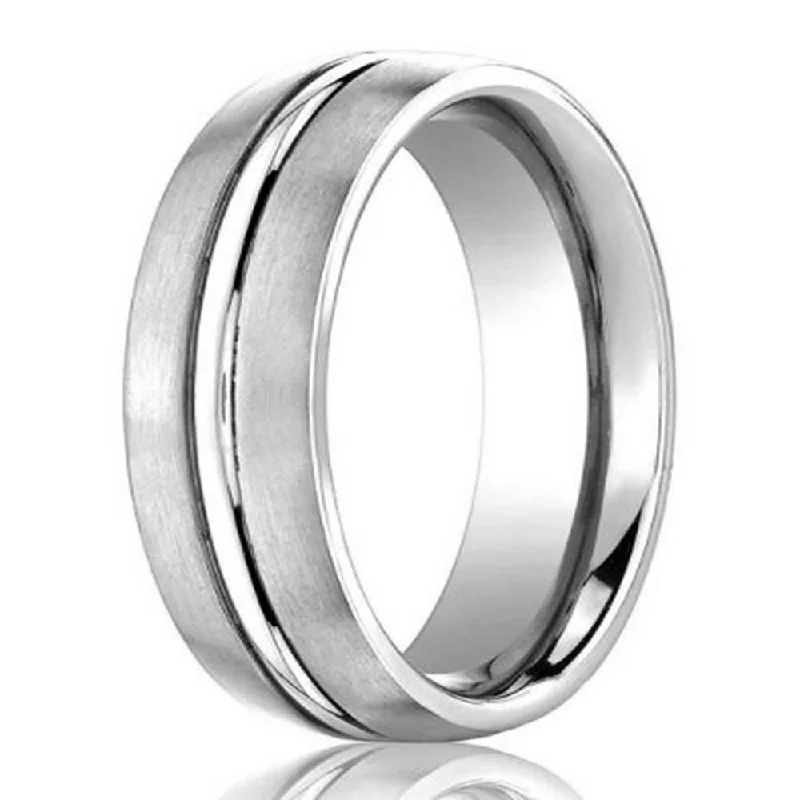 Women’s platinum engagement rings-Designer 950 Platinum Wedding Ring For Men, Satin Finish Band- 4mm