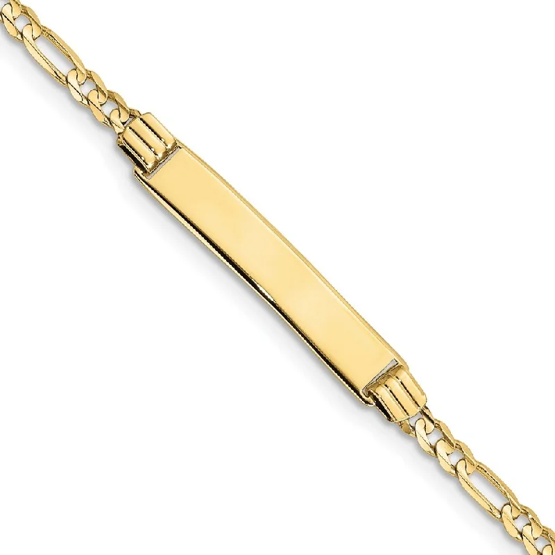 Women’s stackable bracelets-10k Yellow Gold Figaro Link ID Bracelet, 6" (W-5.5mm)