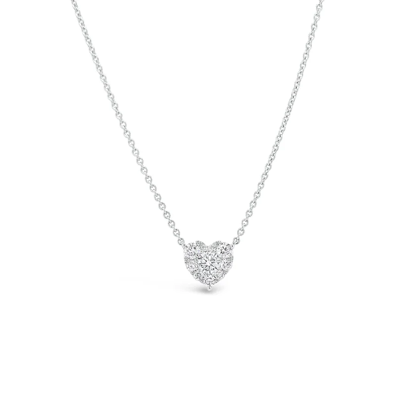 Women’s designer necklaces-Diamond Cluster Heart Pendant Necklace