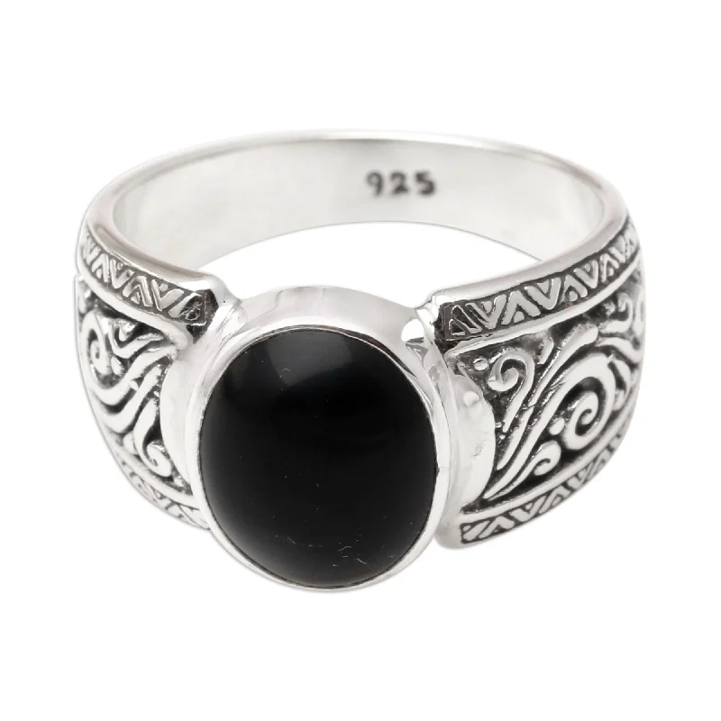 Women’s handmade rings-Novica Handmade Chastity In Black Onyx Cocktail Ring