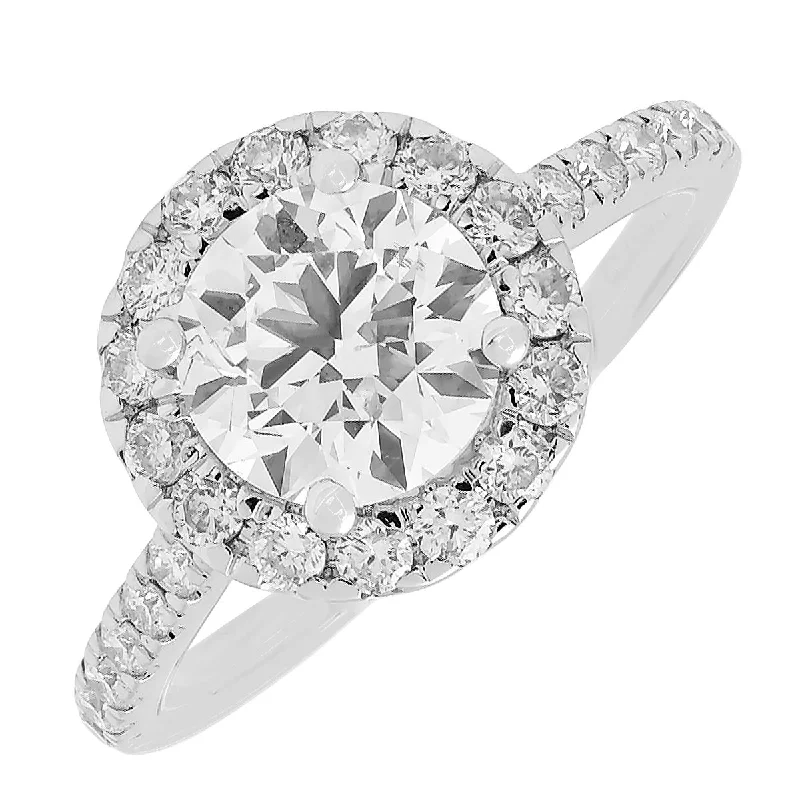 Women’s vintage engagement rings with diamonds-Lab Grown Diamond Halo Engagement Ring in 14kt White Gold (2ct tw)