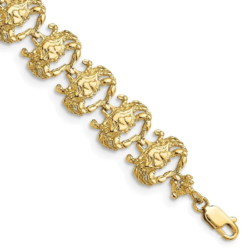 Women’s birthstone bracelets-14k Yellow Gold 12.3mm Crab Bracelet, 7.25"