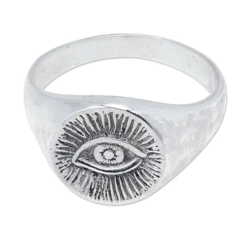 Women’s antique-style rings-Novica Handmade Icon Of Mysticism Sterling Silver Signet Ring